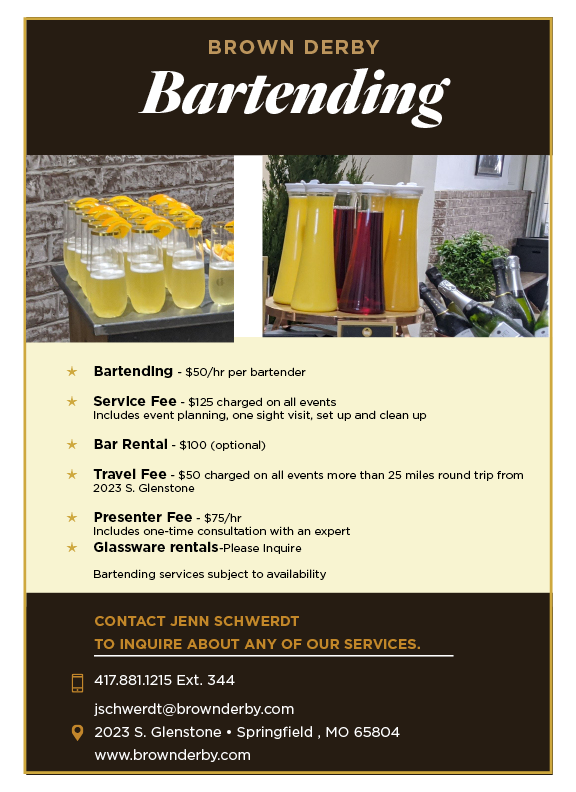 Bartending Brown Derby Liquor Store Alcohol Delivery in Springfield, MO