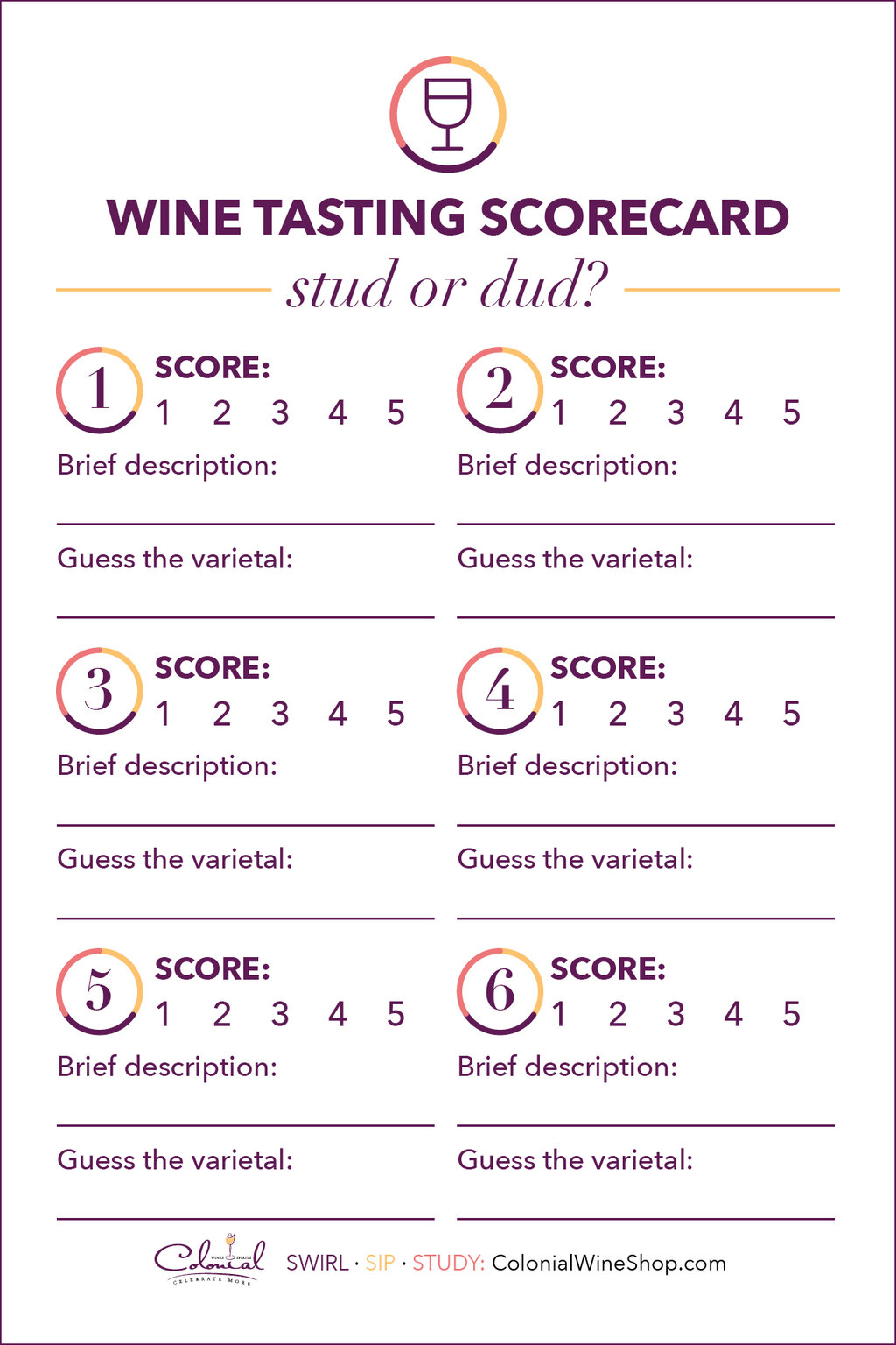 Wine Tasting Sheets Printable