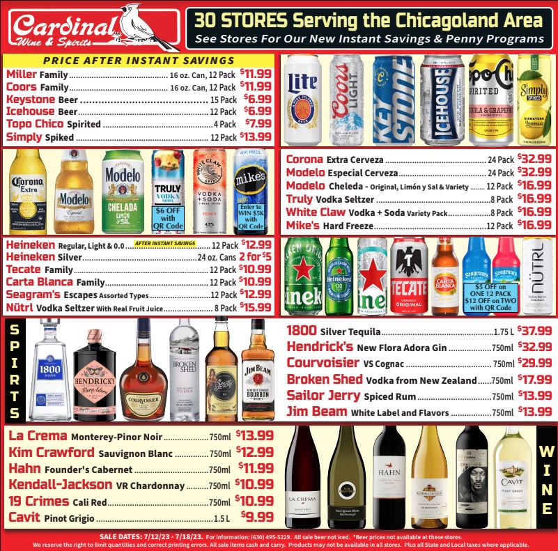 Weekly Ad Cardinal Wine and Spirits, Lombard, IL, Lombard, IL