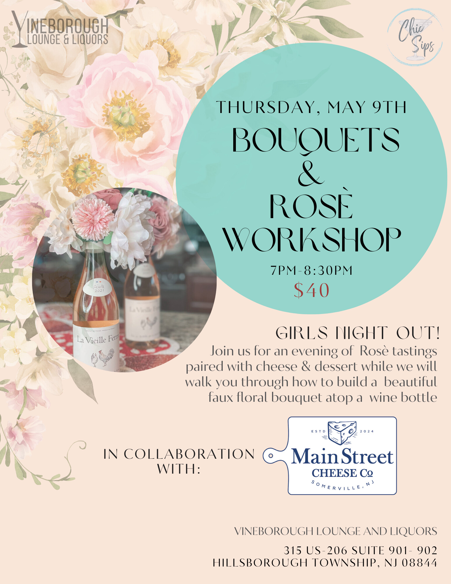 Bouquets and Rosè Vineborough Lounge & Liquors Hillsborough