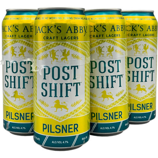 JACKS ABBY POST SHIFT PILS 16OZ 4PK CAN Wines and More, Milford, CT