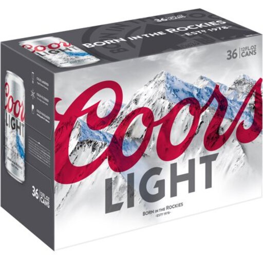 Coors Light Cans 12oz 36 Pack