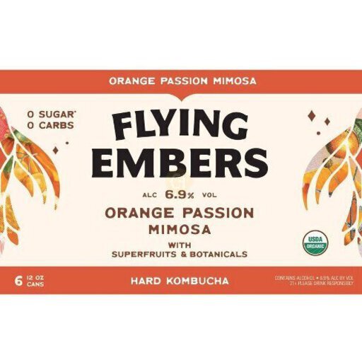 Flying Embers Orange Passion Mimosa Hard Kombucha 12OZ Large Discount